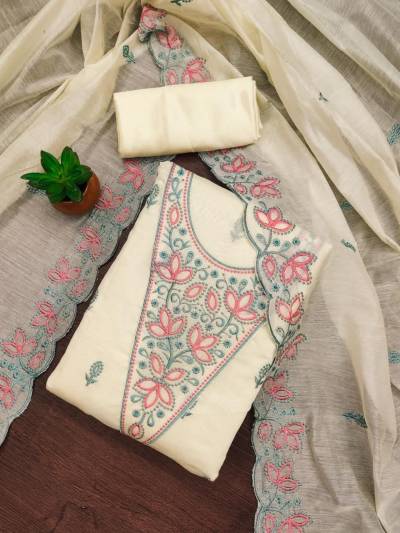 RN VOL 8 BY RN DESIGNER CHANDERI NECK EMBROIDERY SALWAR SUIT WHOLESALER IN INDIA